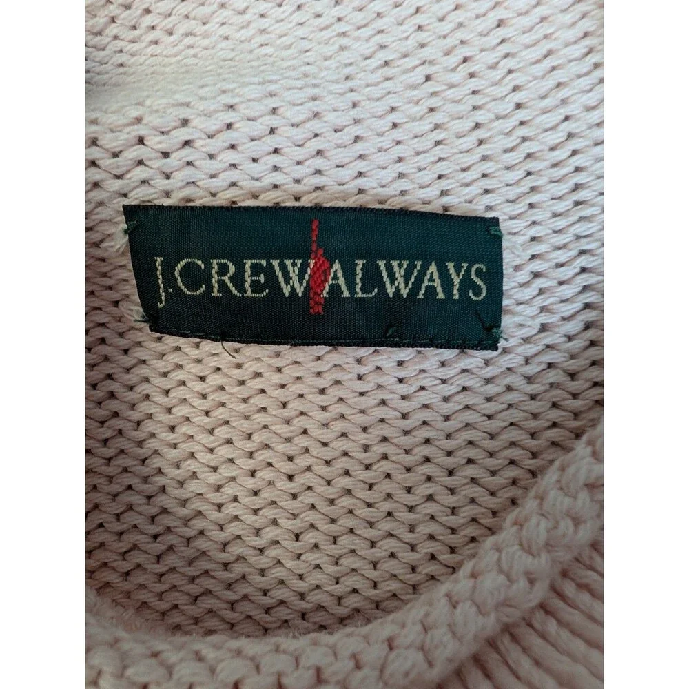 J Crew Always Womens S Pink Roll Neck Oarsman Fisherman Knit Sweater Cotton Cozy